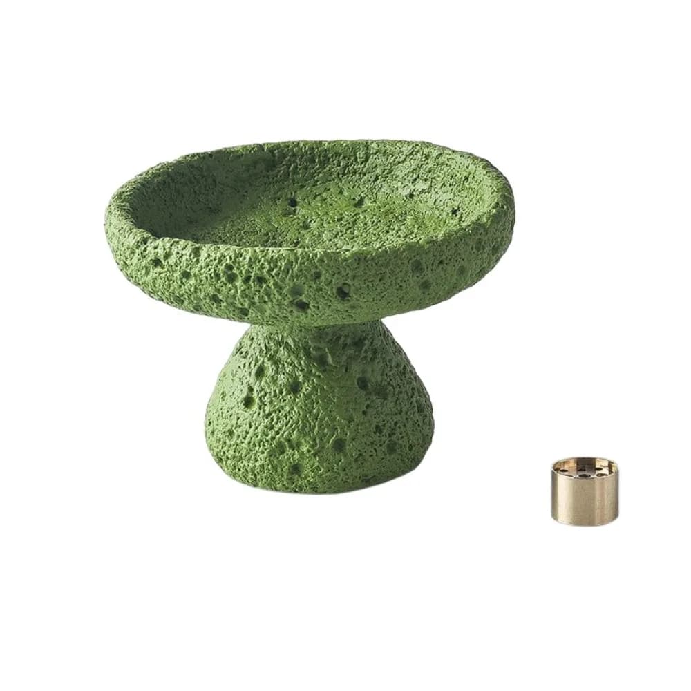 Bruciatori di Incenso in Cemento con Texture di Superficie Lunare, Design con 9 Fori, Supporto per Bastoncini d'Incenso Multifunzionale Decorativo