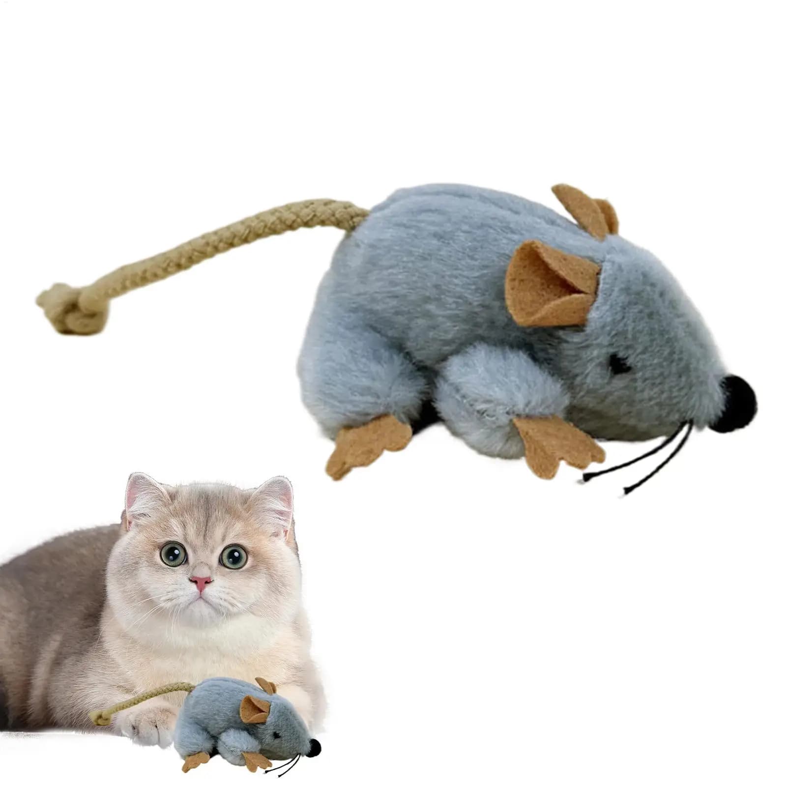 Giocattolo per Gatti a Forma di Topo in Peluche con Coda Realistica in Movimento e Suono Incorporato, Gioco Divertente per Gatti, per Uso Quotidiano in Casa, Interno ed Esterno, Regalo di Compleanno