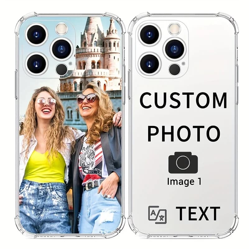 Cover Personalizzabile con Foto per iPhone 16 15 14 13 12 11 Pro XS Max Mini SE 2020 2022 XR 7 8 Plus 16e, Custodia Morbida Trasparente Antiurto