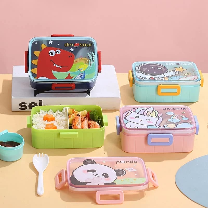 Carino Lunch Box per Bambini Ragazze Ragazzi Con Scomparti Bento Lunchbox Scuola Bambino A Tenuta Per Bambini Cibo Snack Scatole Nuovo 2024