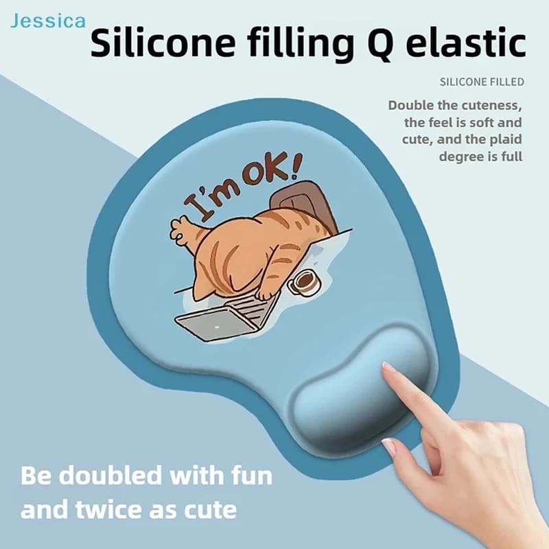 ♥ Tappetino per mouse ergonomico simpatico gatto | Poggiapolsi in silicone per computer