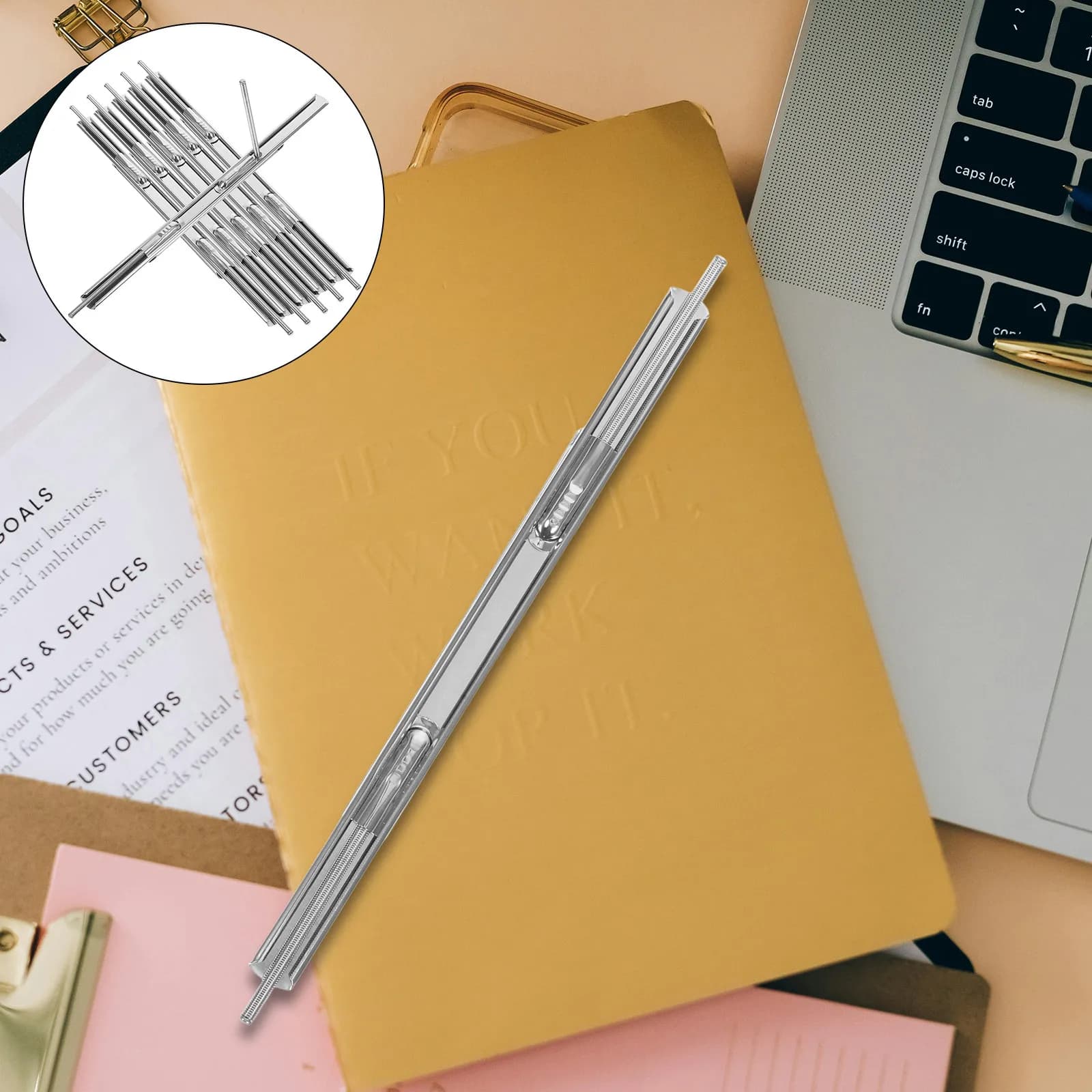 6Pcs Metal Three-Hole Spiral Binder Clips Heavy Duty Binding Fasteners for Loose Leaf Notebooks Planners Scrapbooks Office
