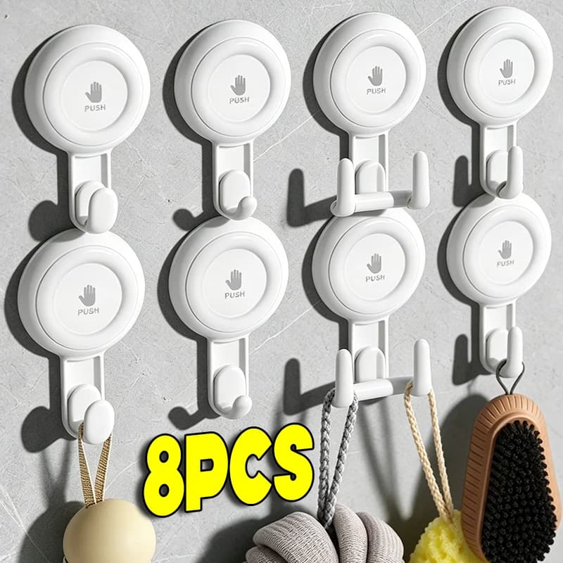 Kitchen Bathroom 360° Rotate No-punch Suction Cup Hooks Multi-Purpose Vacuum Suction Cup Storage Hook Towels Clothes Rack Hanger