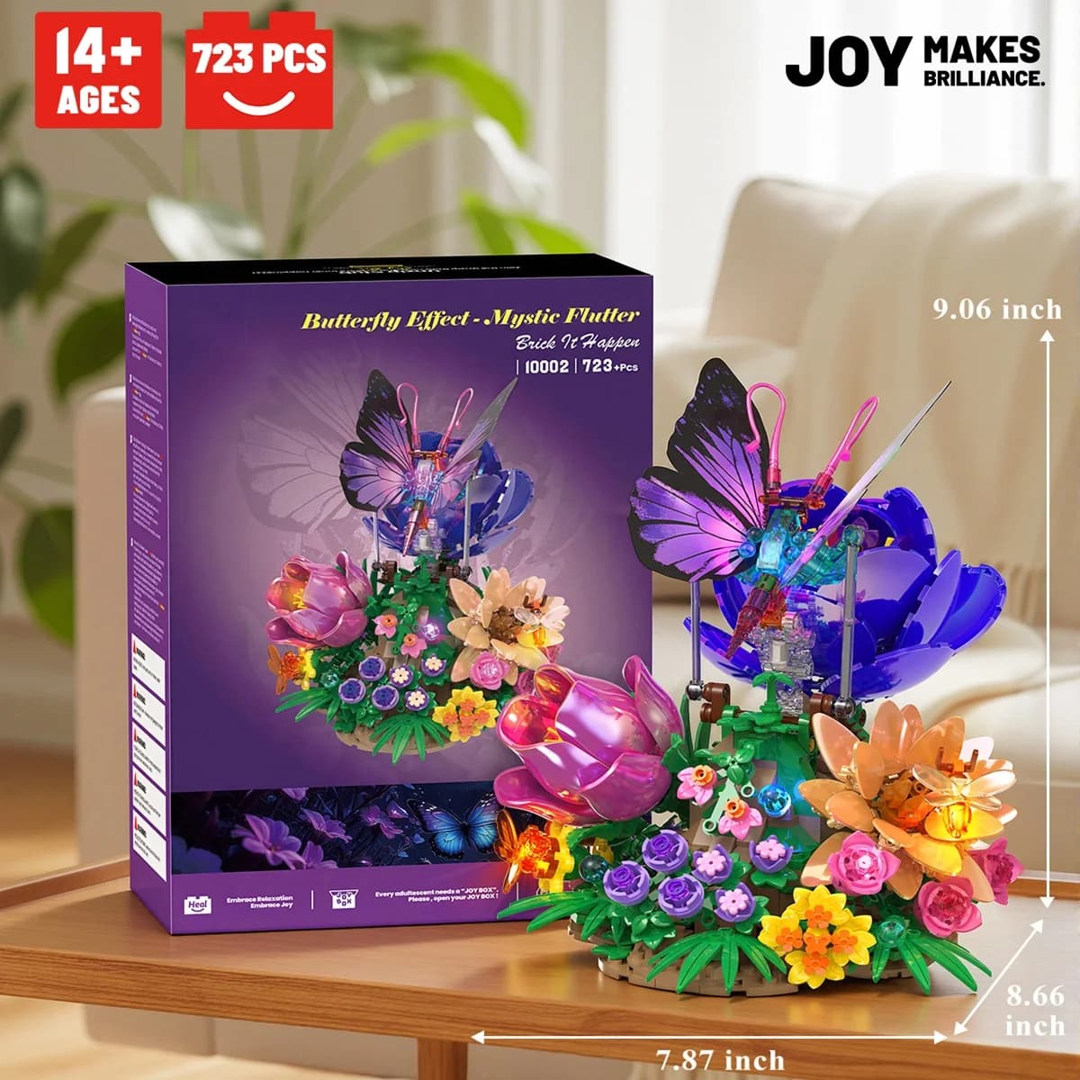 Set da costruzione a forma di farfalla con luce per adulti, set di blocchi da costruzione con fiori botanici, regalo di compleanno per San Valentino per la moglie o la ragazza