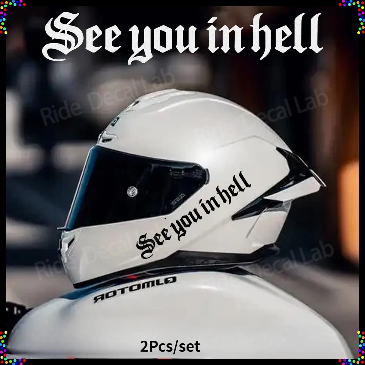 Adesivo Riflettente Divertente 'Ci Vediamo all'Inferno', Stile Gotico Sombrio, Adesivo per Moto, Casco, Auto, Decalcomania in Vinile