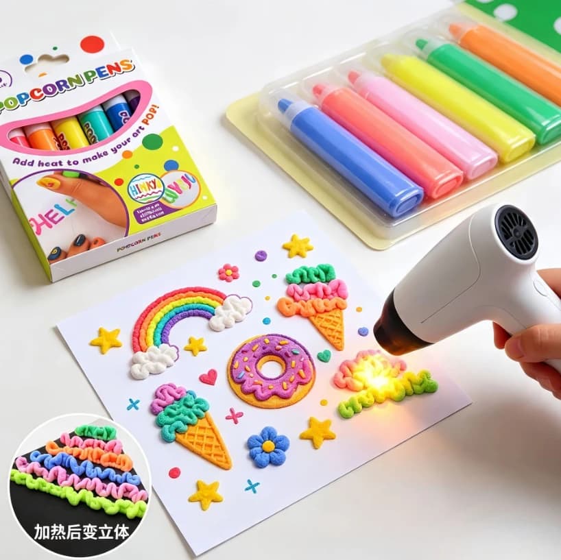 Magic Puffy Paint Pen Set Smooth Easy‑to‑Color 3D Art Marker Kit for Journal Craft, Notebook Greeting Card & Doodle Graffiti