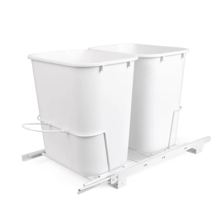 Set di 2 Cestelli Estraibili Doppi da 6 Galloni per Soluzioni di Stoccaggio in Cucina - Design Moderno Bianco con Scorrimento Fluido