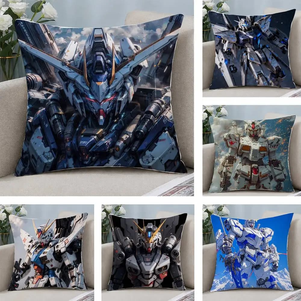 Mobile Suit Gundam Gundam Kyrios Plush Pillow Cover Morbida fodera per cuscino in peluche corto per divano, decorazione per la casa, regalo