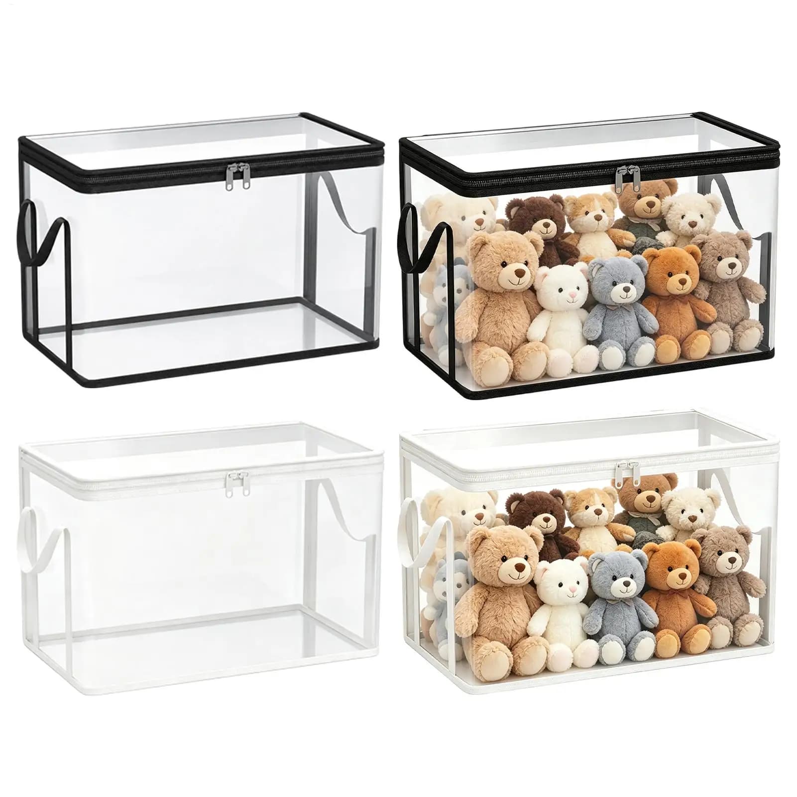 2Pcs 38x24x32cm PVC Toy Storage Bins Foldable Toy Box for Stuffed Animals Plush Dolls Organizer Chest Multifunctional Storage