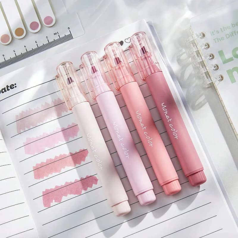 Confezione da 4 penne gel fluorescenti Soft Touch Morandi inchiostro rosa a base d'acqua punta ad asciugatura rapida per ufficio scuola evidenziando la scrittura