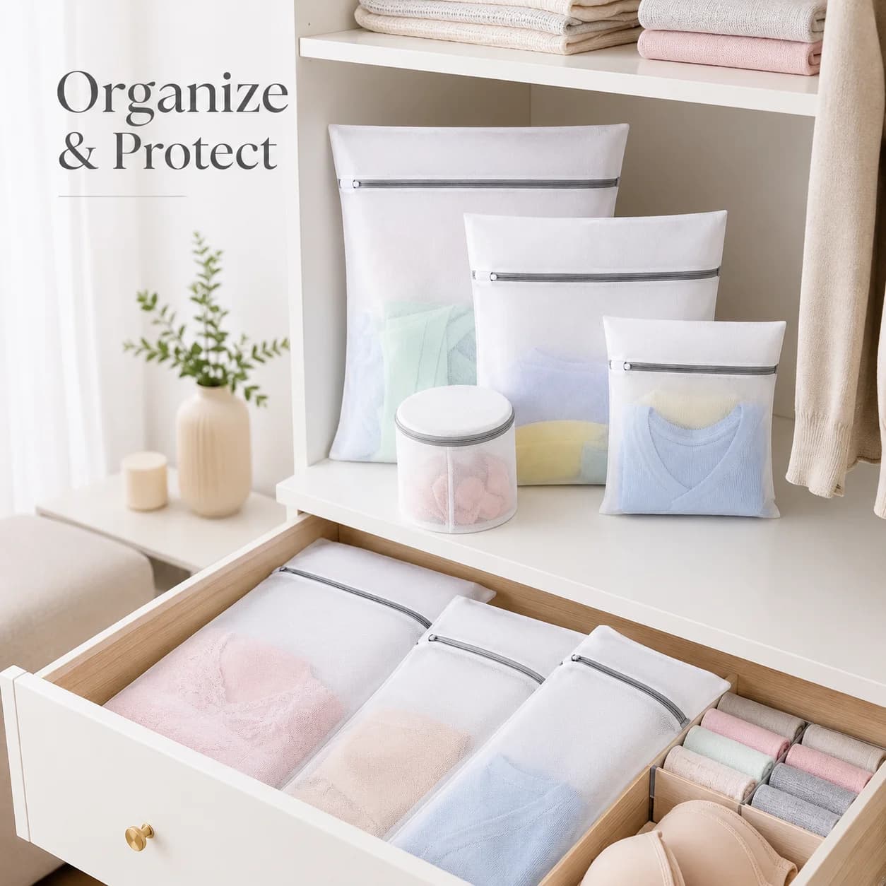 Mesh Lingerie Laundry Wash Bags Set Delicate Clothes Protection Anti Winding Dirty Clothes Storage for College Dormitory Home