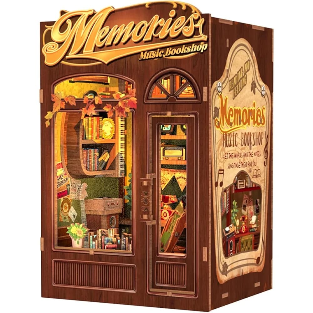 Kit di angolo per libri in miniatura fai-da-te: puzzle in legno 3D per adulti con 136 pezzi, modello di libreria in miniatura decorativa