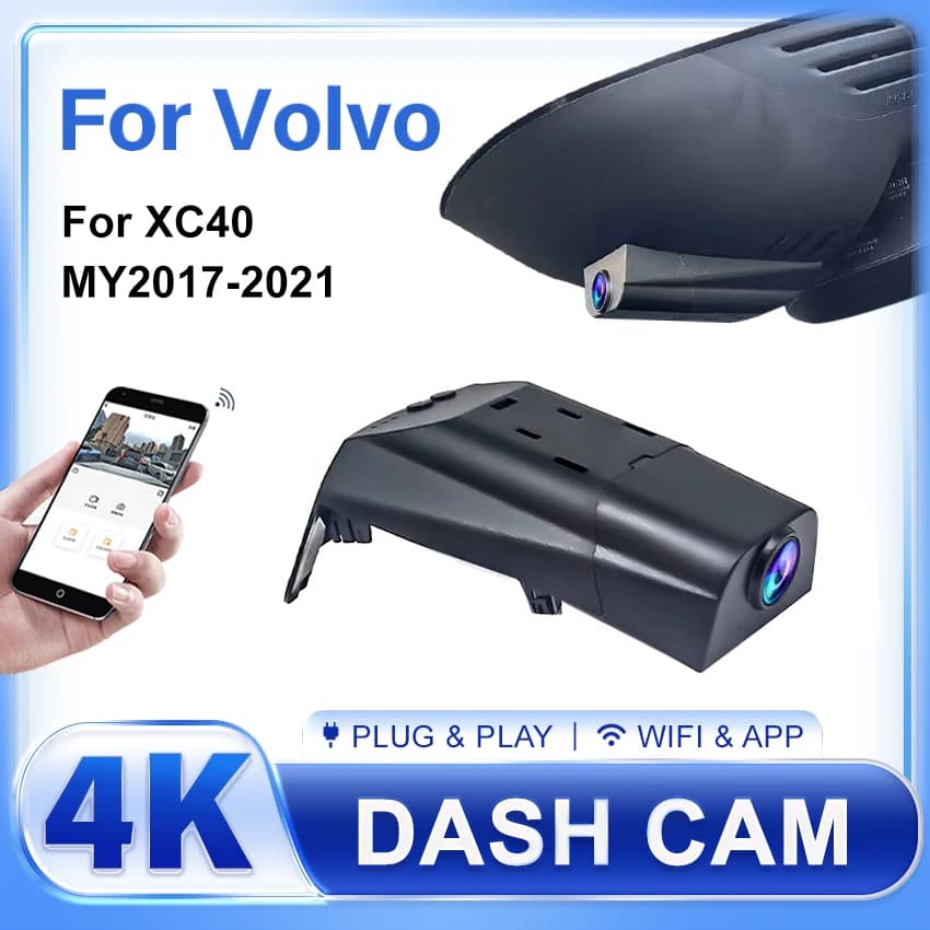4K Plug and play Car DVR Wifi Dash Cam Dual Lens Room for Volvo XC40 2017 2018 2019 2020 2021 DashCam with app control