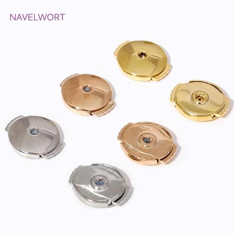 4/8PCS 18K Gold Plated Brass Round Earring Back Stopper,Accessories For Earrings,For Jewelry Making Supplies DIY Earring Making