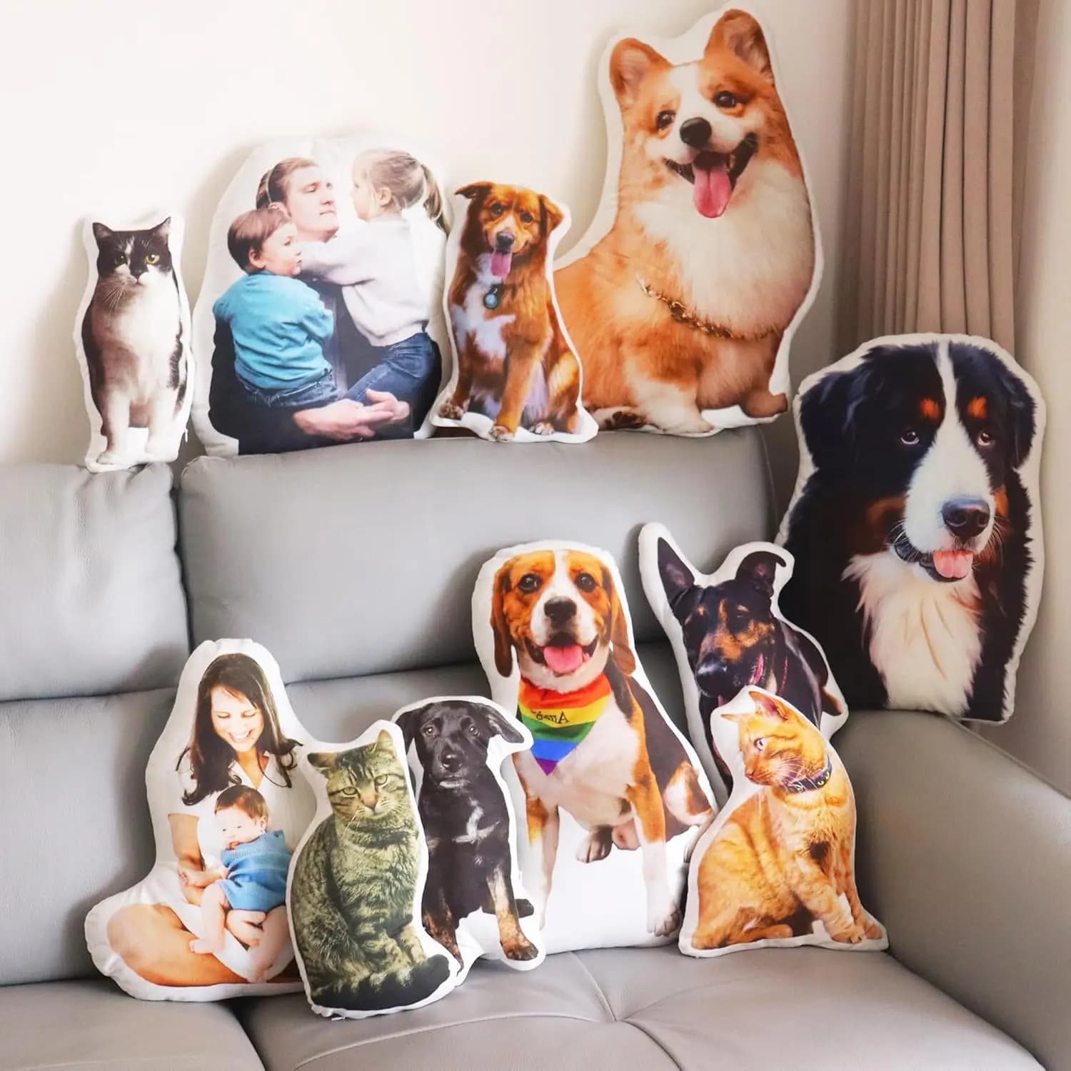 Cuscino fotografico personalizzato, cuscino personalizzato per animali domestici a forma di tuo cane gatto, cuscino con foto di animali di peluche personalizzato
