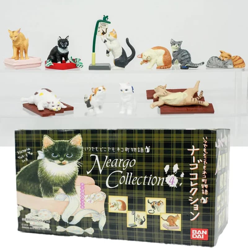 Simulation Animal Cat Scene Kawaii Anime Miniature Static Figurine Blind Box Toys Collection Desktop Ornament Kids Gifts