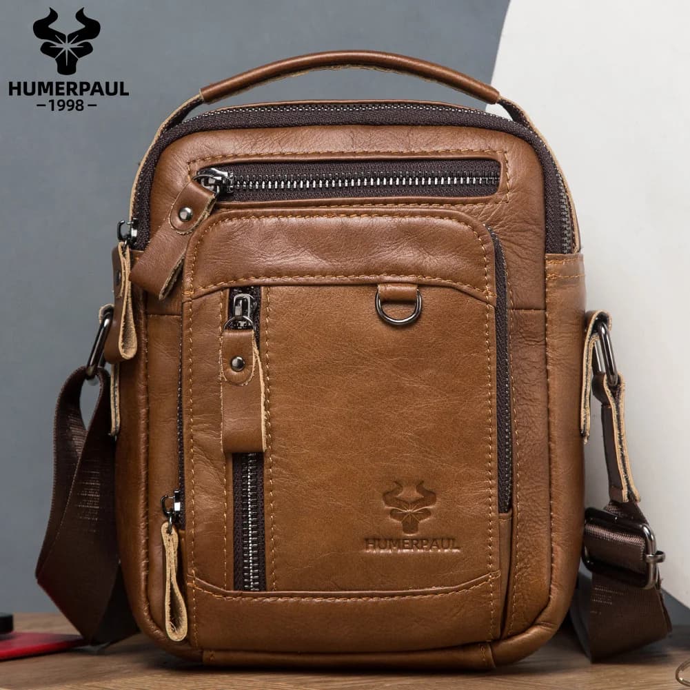 HUMERPAUL 100% borsa a tracolla da uomo in vera pelle borsa a tracolla per piccole imprese per lavoro maschile da viaggio Bolso