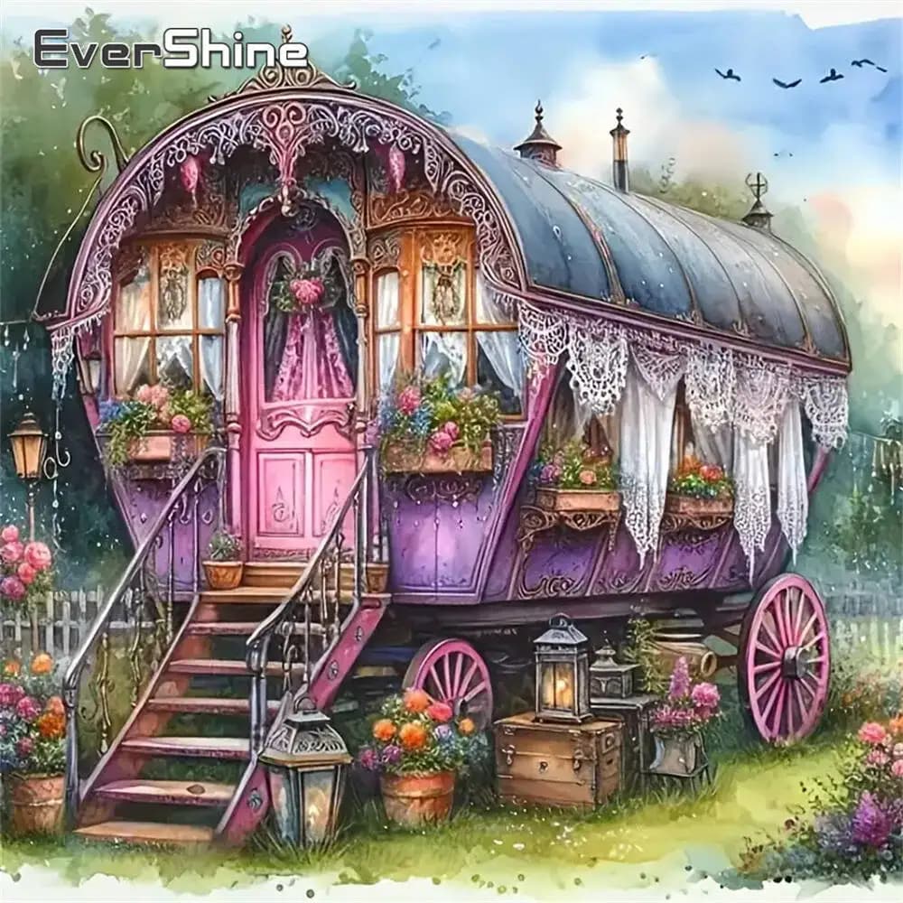Evershine New Arrival Diamond Embroidery Motorhome Painting Landscape DIY Picture Rhinestones Kits Diamond Mosaic Handicraft