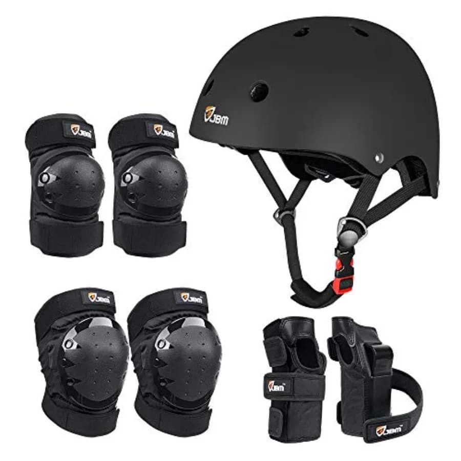 Set di Protezioni per Pattinaggio per Adulti e Bambini, da Principianti ad Avanzati, con Casco, Ginocchiere, Gomitiere e Protezioni per Polsi per Skateboard