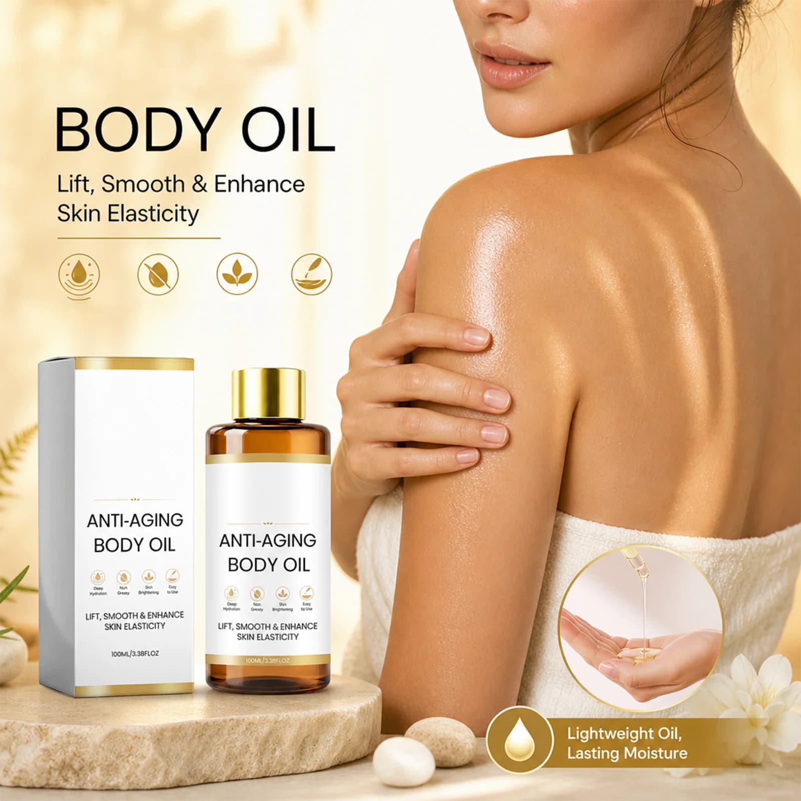 Gentle Nourishing Body Care Oil Centella Asiatica Body Serum Collagen Hydrating Body Oil Lightweight Skin Care 100ml
