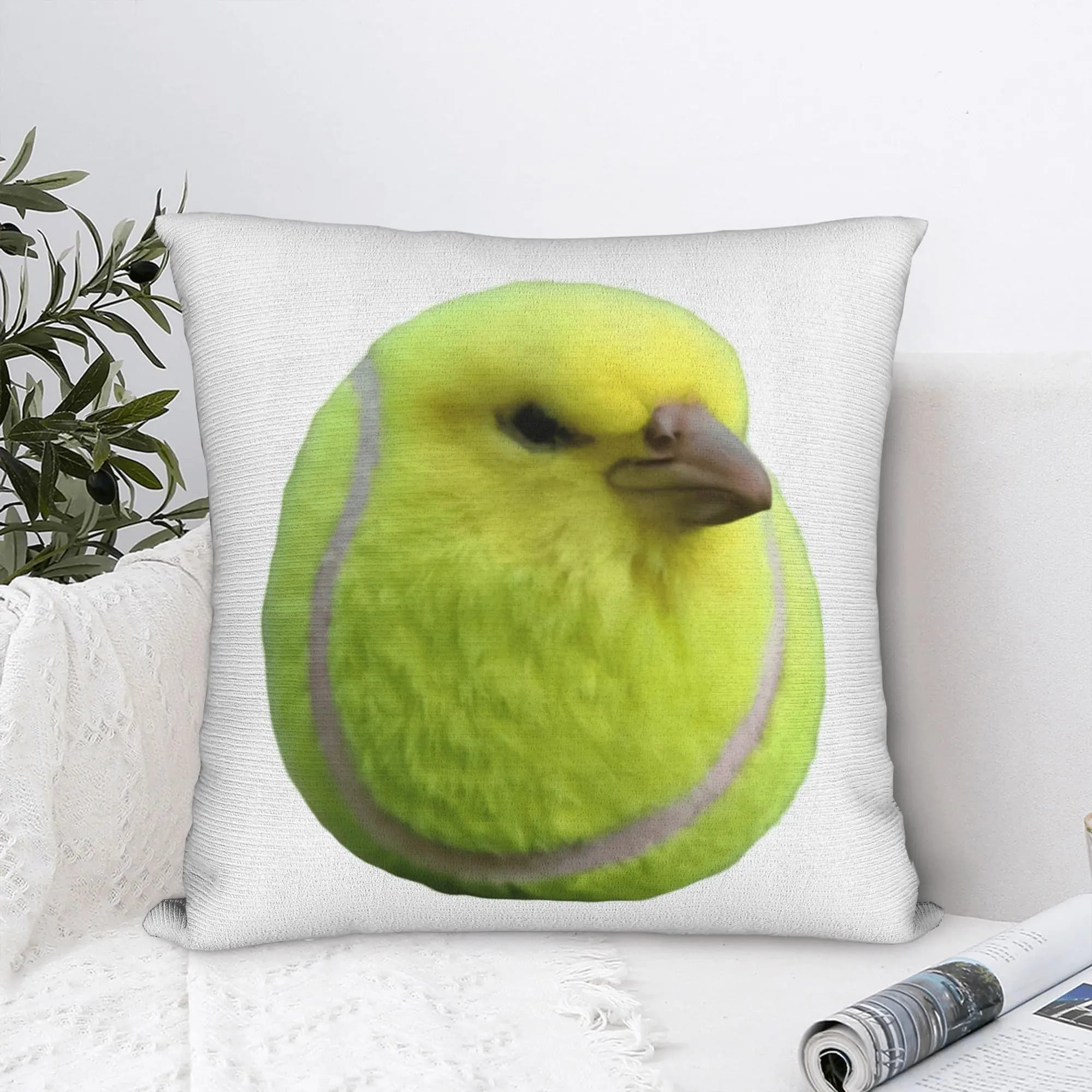 Federe per cuscini Meme con palline per uccelli da tennis Federa per cuscino Kawaii per divano Decorazione per la casa per auto Federa per cuscino quadrata