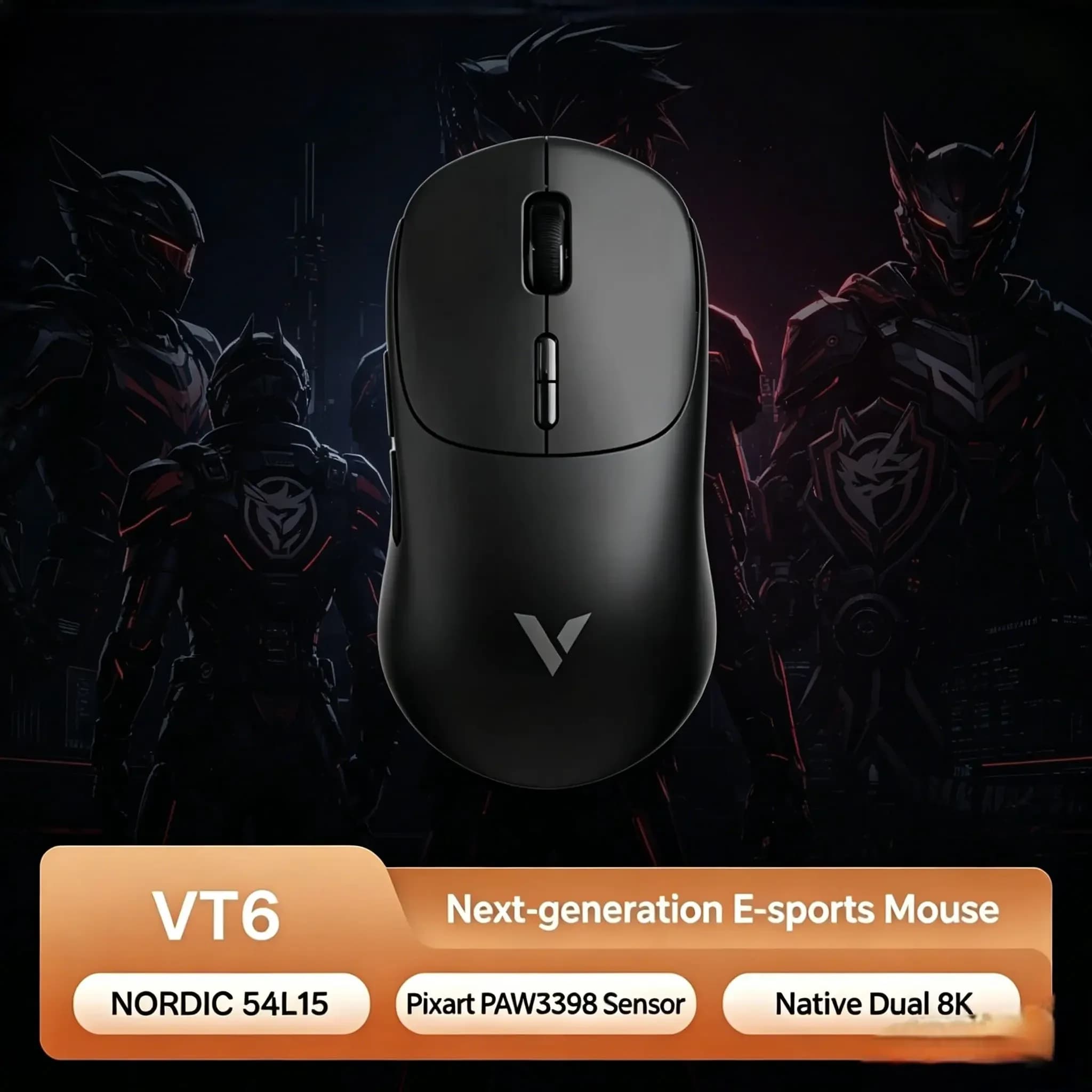 Mouse Wireless da Gaming Rapoo VT6 MAX, Frequenza di Polling 8000Hz, Sensore PAW3950, Mouse Leggero per Mani Piccole e Medie