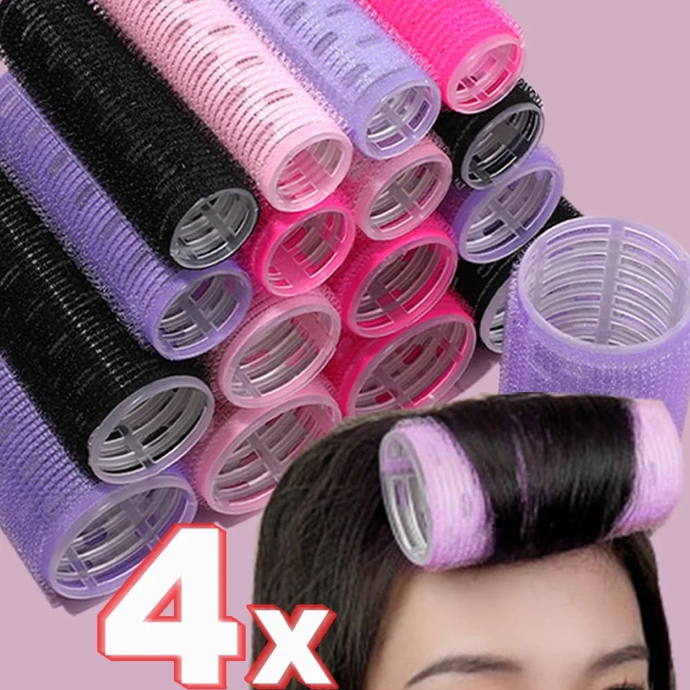 Tubo arricciacapelli autoadesivo Bigodini naturali per parrucchiere per ragazza Strumento per lo styling di bellezza Bang per capelli rosa nero
