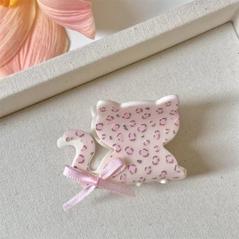 Simpatico fermaglio per capelli in plastica a forma di fiocco Y2K, fermaglio a pinza a forma di artiglio di gatto con nastro, fermacoda, fermaglio a forma di fiore, fermaglio a pinza a forma di squalo da donna