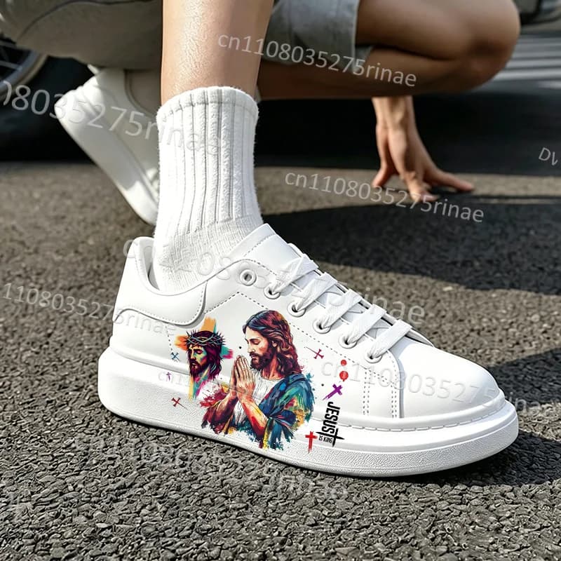 Suitable Gift Jesus Exclusive Design Women Men Platform Sneakers Colorful Art Print Simple Adult Men's Footwear