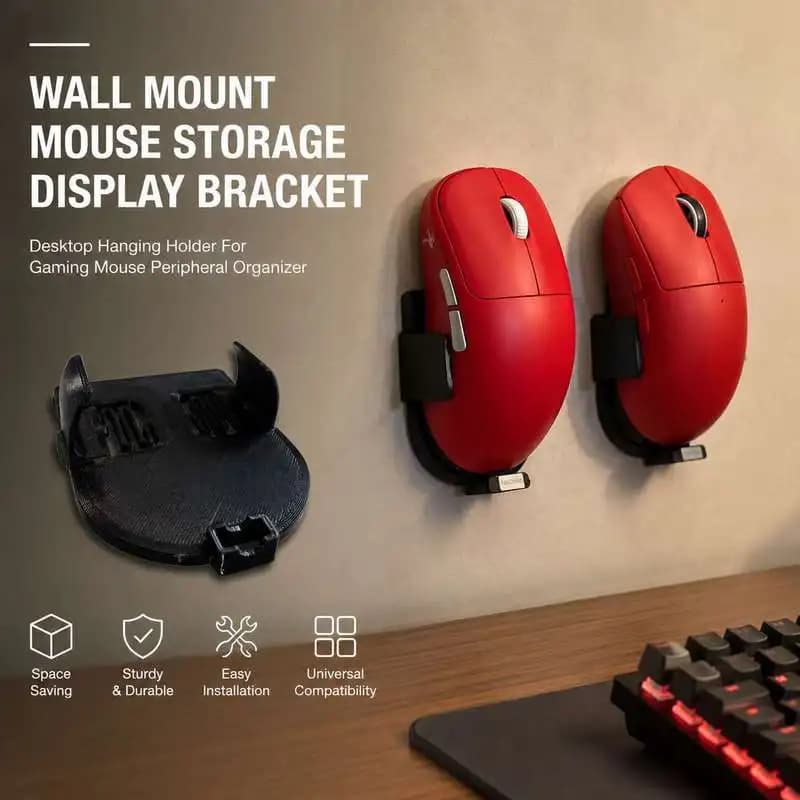 Wall Mount Mouse Storage Display Bracket Desktop Hanging Holder For Gaming Mouse Peripheral Organizer