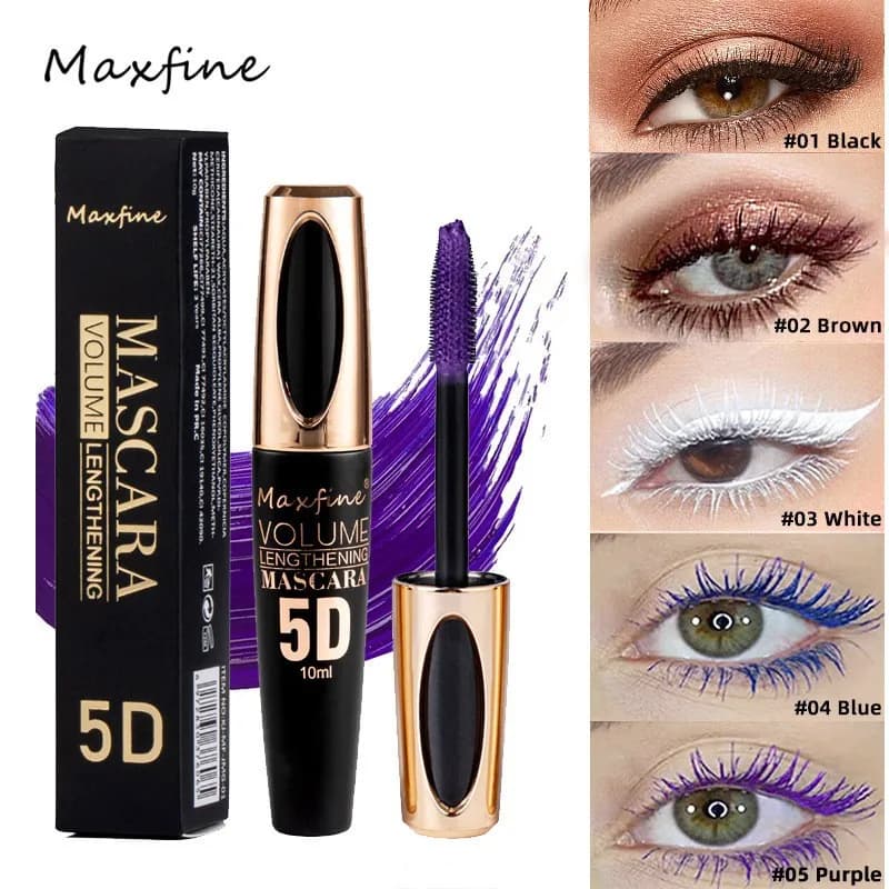 Mascara 5D in Seta per Occhi Grandi, Nero Intenso e Duraturo, Impermeabile e Senza Grumi, Effetto Prolungato