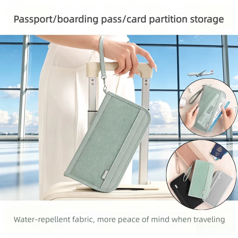 Large Capacity Travel Bag Wallet Handheld Cards Passport Bags Travel Organizer RFID Blocking Credit ID Cards Money Holder Bags