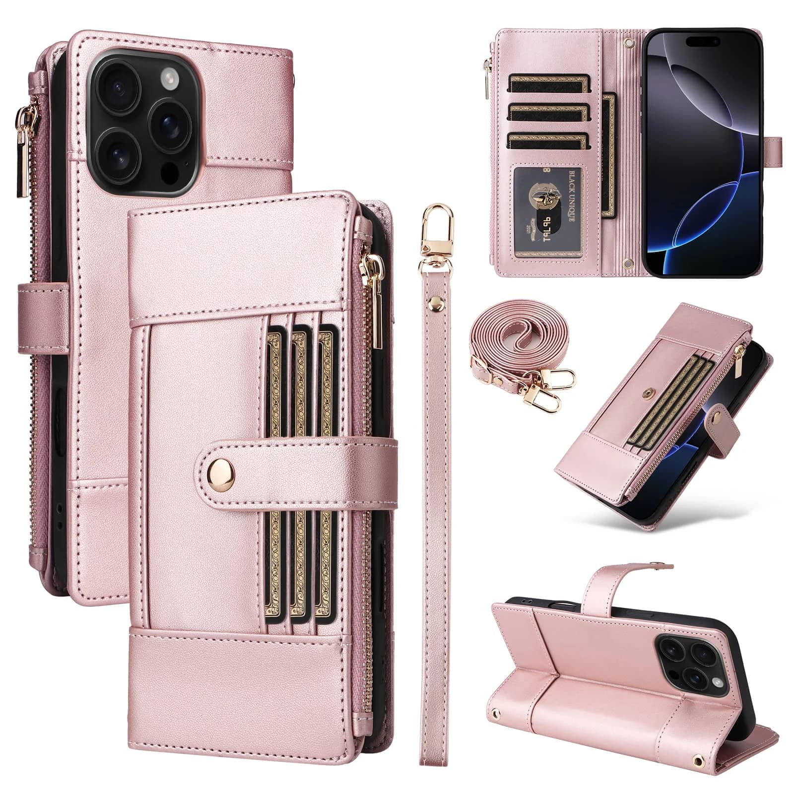 Per Samsung Galaxy S25 Edge S24 S23 S22 S21 Ultra FE Custodia a portafoglio, Custodia con blocco RFID Cavalletto Flip Cover Cinturino da polso Porta carte
