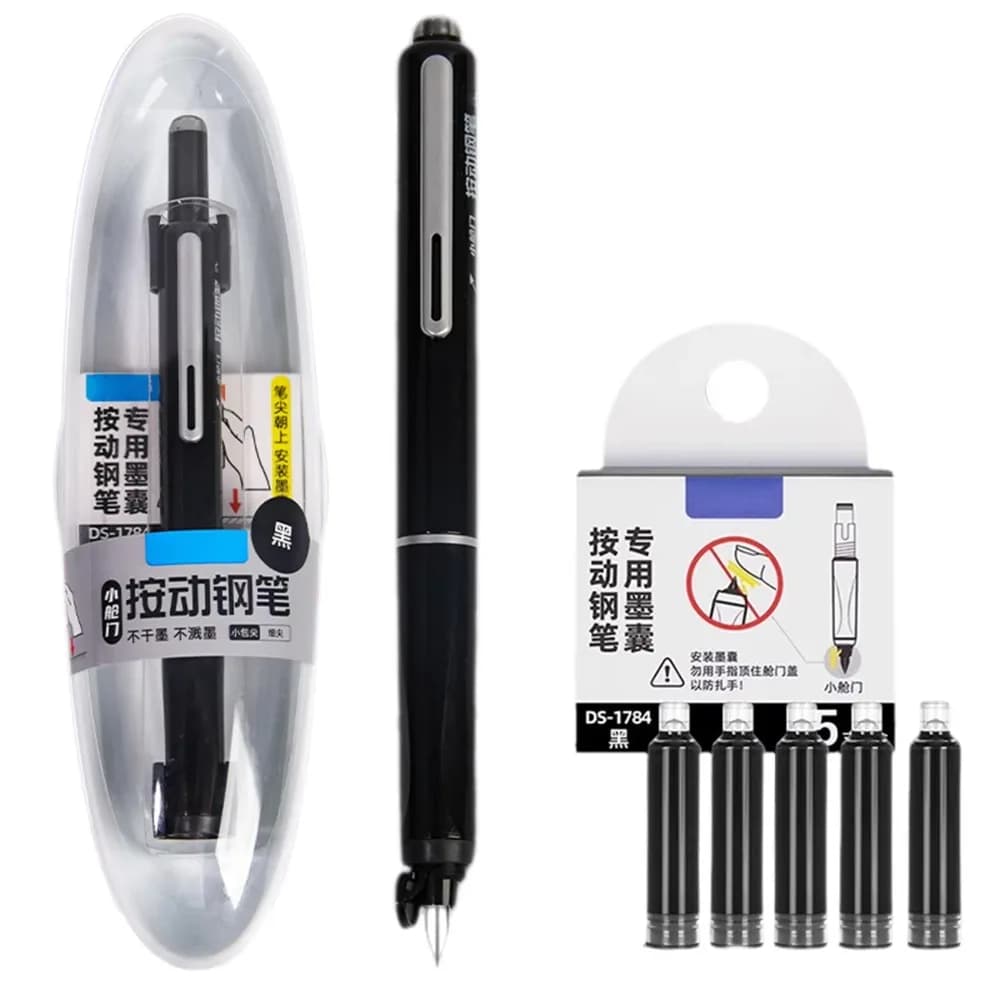 New Retractable Fountain Pen Fine Nib Press Type Erasable Pen With Refillable Ink Calligraphy Wriiting Pen Gift