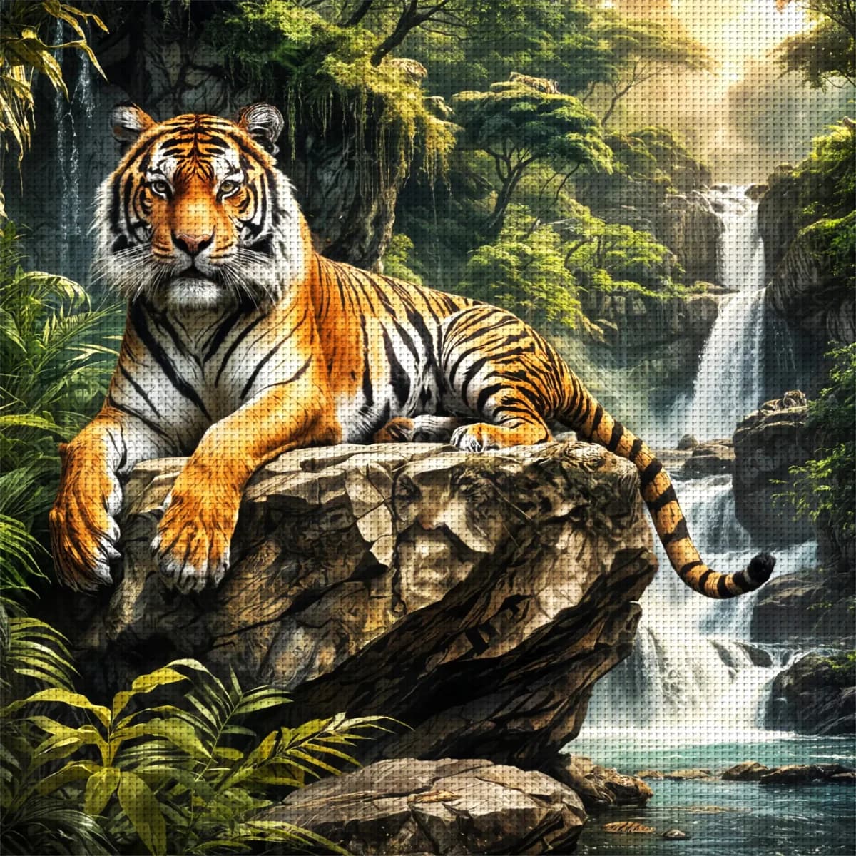 1 set 50x50 cm/19,7x19,7 pollici kit di attrezzi punto croce fai da te senza cornice, set punto croce stampato, tigre, set ricamo decorativo