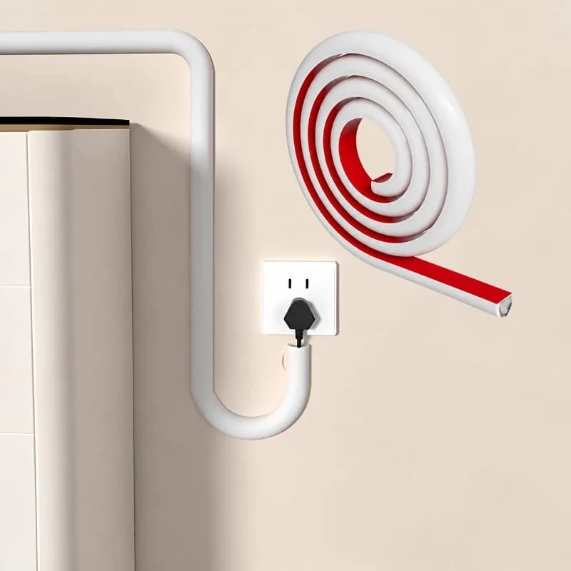1PC 2M/78.74IN Self Adhesive Side Opening Cable Raceway Cord Cover Wire Hider Flexible Cable Management Channel Wall Desk Floor