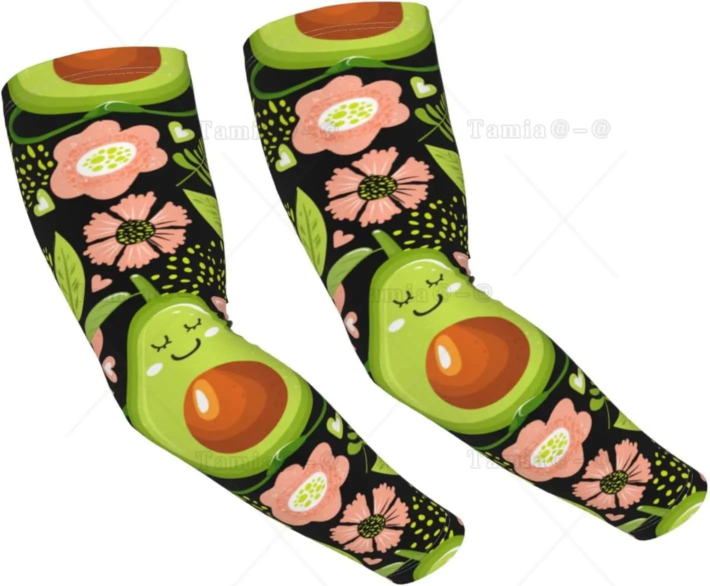 Manicotti con stampa avocado Keep Calm Raffreddamento Protezione solare UV Compressione sportiva per uomo Donna Manicotti da basket da golf