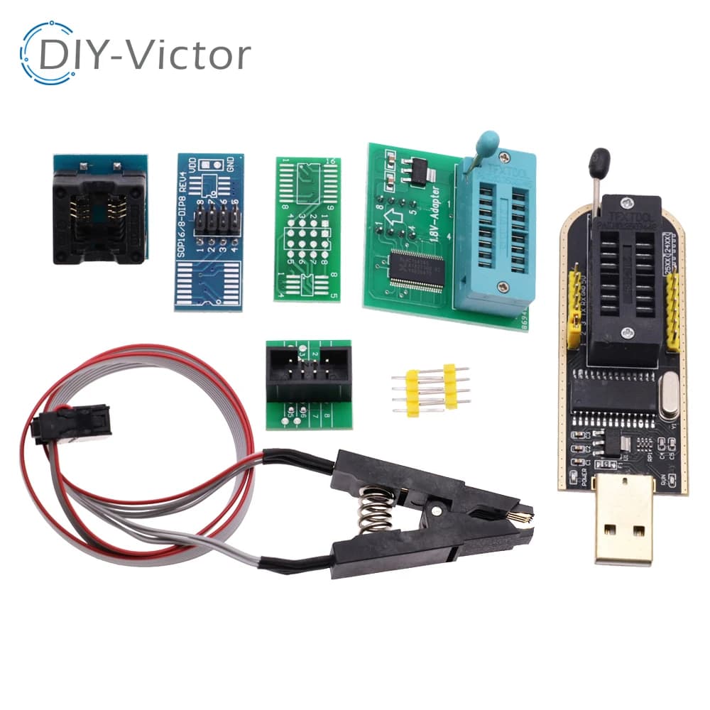 I21 CH341A 24 25 Series EEPROM Flash BIOS modulo programmatore USB + SOIC8 SOP8 Clip di prova per EEPROM 93CXX / 25CXX / 24CXX KIT fai da te