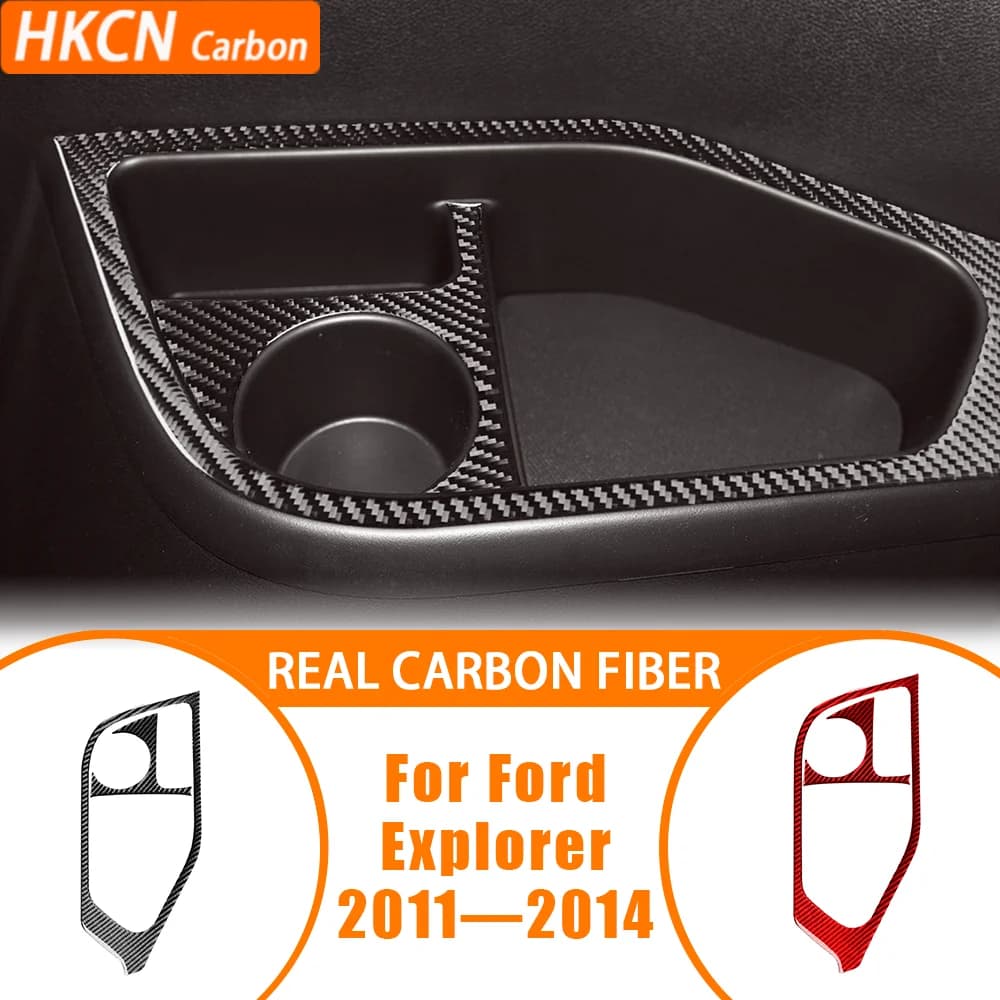 For Ford Explorer 2011—2014 Car Accessories Carbon Fiber Right Side Cup Pad Panel Decalcomania Interior Cover Trim Wall decal Edit