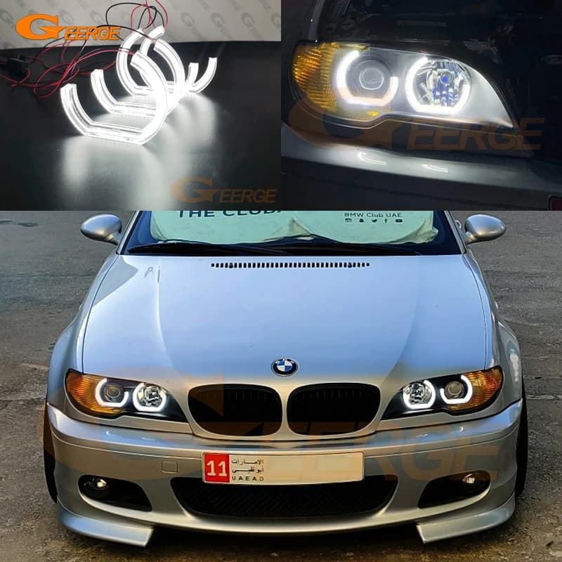 Per BMW Serie 3 E46 Coupe Cabrio Convertible LCI 2004 2005 2006 Luce diurna Ultra luminosa Stile DTM Led Angel Eyes Kit Halo Anelli