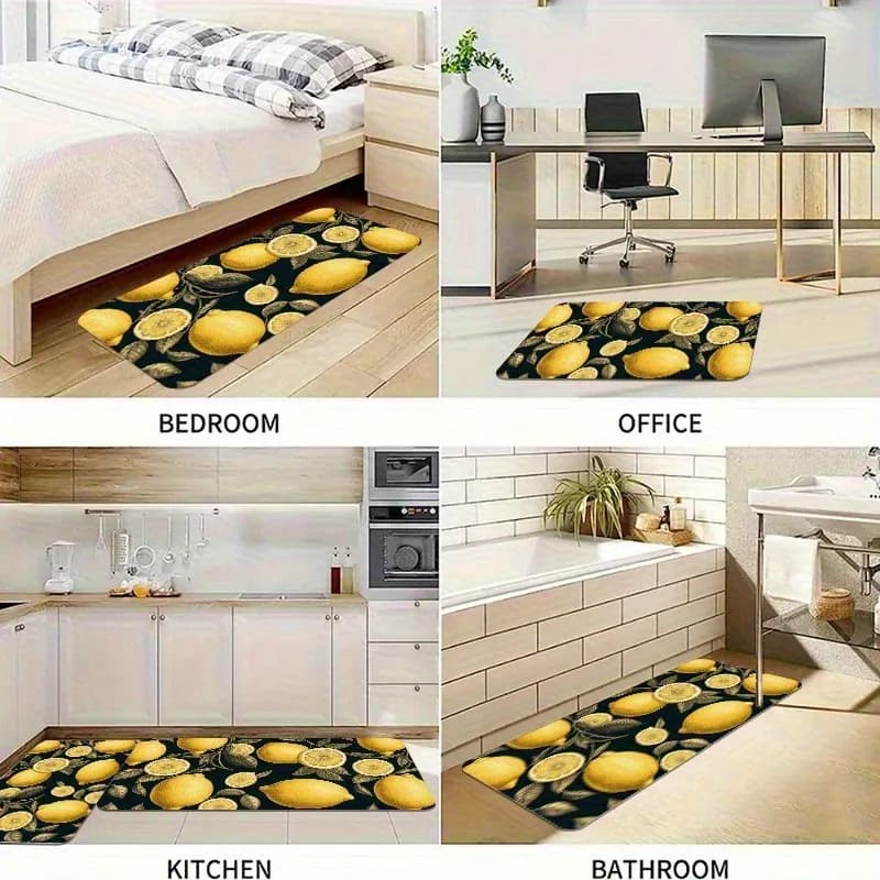 1PC Limone Grove Modello Tappeto da cucina Tappetino antiscivolo Design pop Tappeto da bagno Tappetino da bagno Tappeto per la casa Lavanderia ecoreeree
