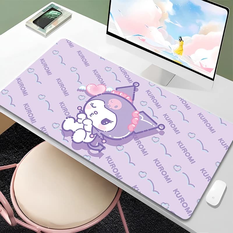 Tappetino per mouse Kuromi 90x40 cm, tappetino in gomma per mini tastiera PC, tappetino da scrivania per computer portatile, accessori per gaming, tappetino per mouse XXL