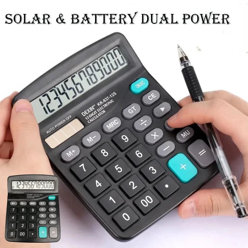 Solar dual power calculator and 12 digit battery Large LCD display for calculator for home office financial accounting tools