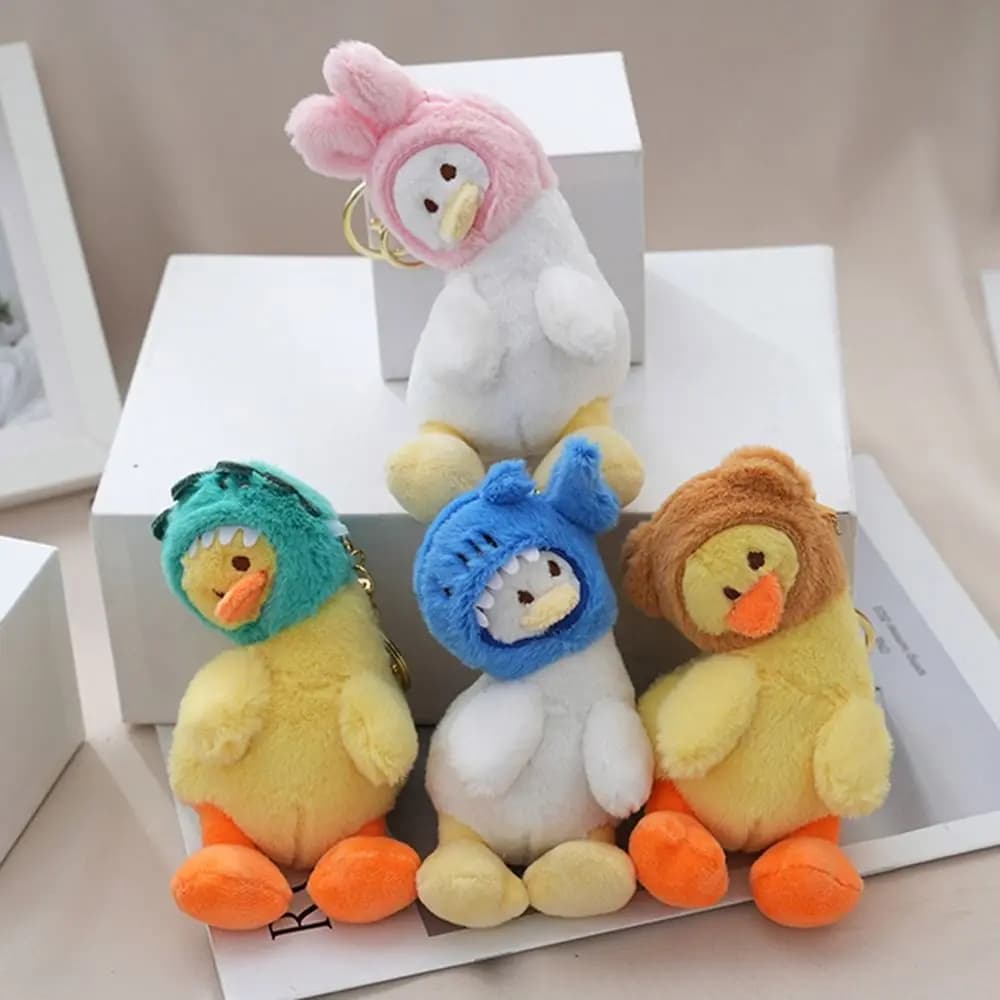 Portachiavi con anatra gialla cartone animato, peluche ripiene, ciondolo per borsa, bambola animale soffice, ciondolo per bambola di anatra, ciondolo per borsa da scuola