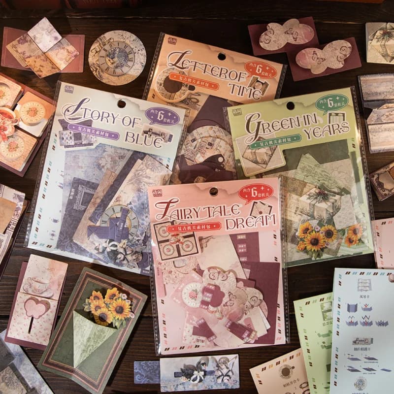 40-Sheet Retro Creative Stress-Relief Handmade Pop-Up Mechanisms Collection Book, for Journal Decoration & Origami Crafts