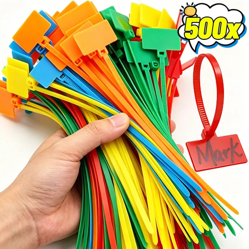 Nylon Cable Ties with Label Self-locking Cord Markers Plastic Loop Wire Zip Tie Straps for Home Office Cord Management Wholesale