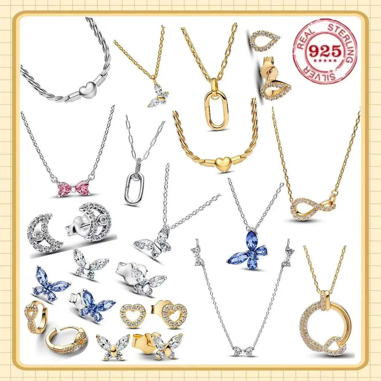 Squisiti orecchini e collana con ciondolo a forma di farfalla e luna in argento sterling 925 per regali di gioielleria raffinata da donna per feste