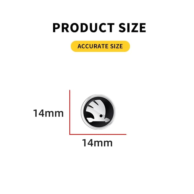 11mm 14mm Chiave Dell'automobile Emblema Adesivo In Metallo Logo Decal Per Skoda Octavia Rapid Kodiaq Karoq Fabia Kamiq Superb Derivative Vision