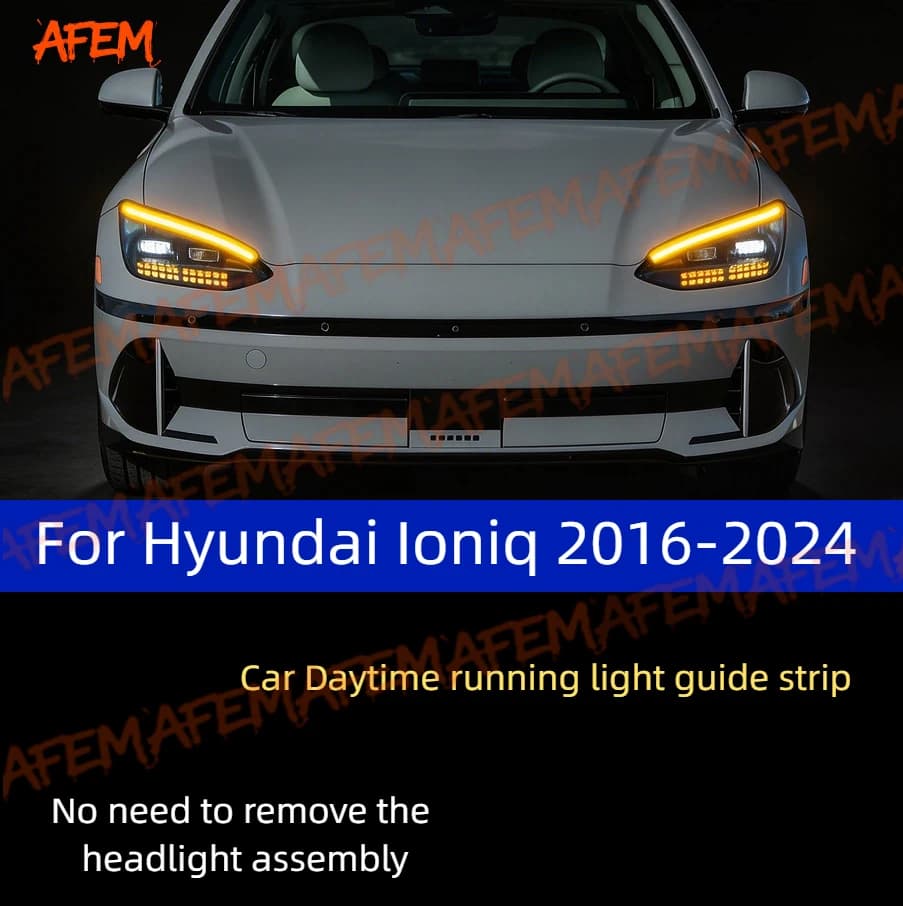 2Pcs 12V Led Guide Strip Headlight For Car Daytime Running Lights Turn Signal DRL Car Modification For Hyundai Ioniq 2016-2024