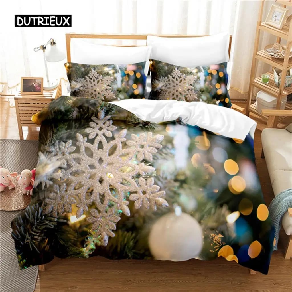 Set di Biancheria da Letto Natalizio, Copripiumino 3D con Stampa Digitale, Set Lenzuola Queen Size dal Design alla Moda